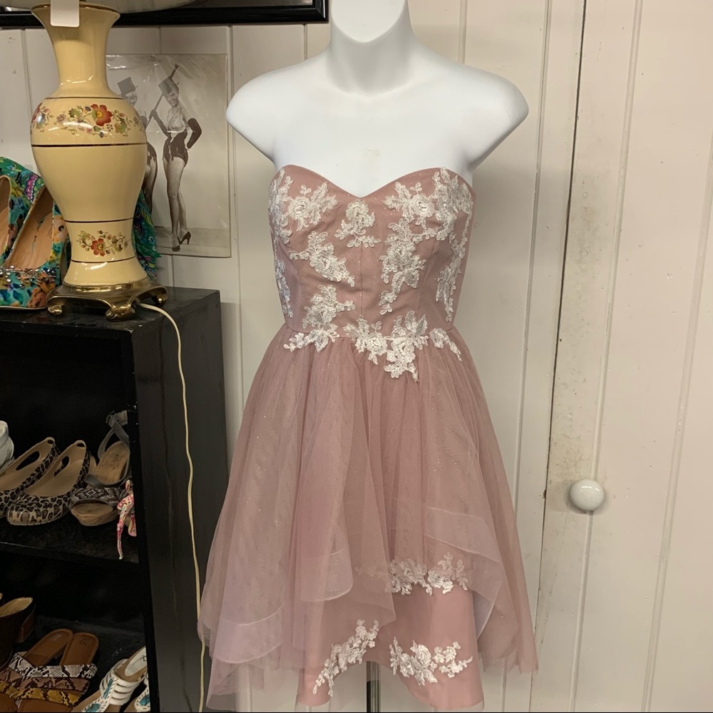 Disney Pink Strapless Dress with White Floral Accents